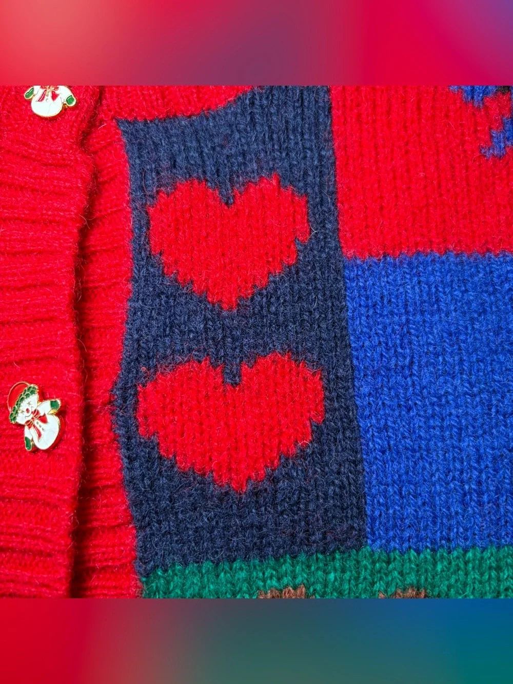 Vintage Charter Club 97% Wool Cardigan Christmas Sweater Women SMALL Red